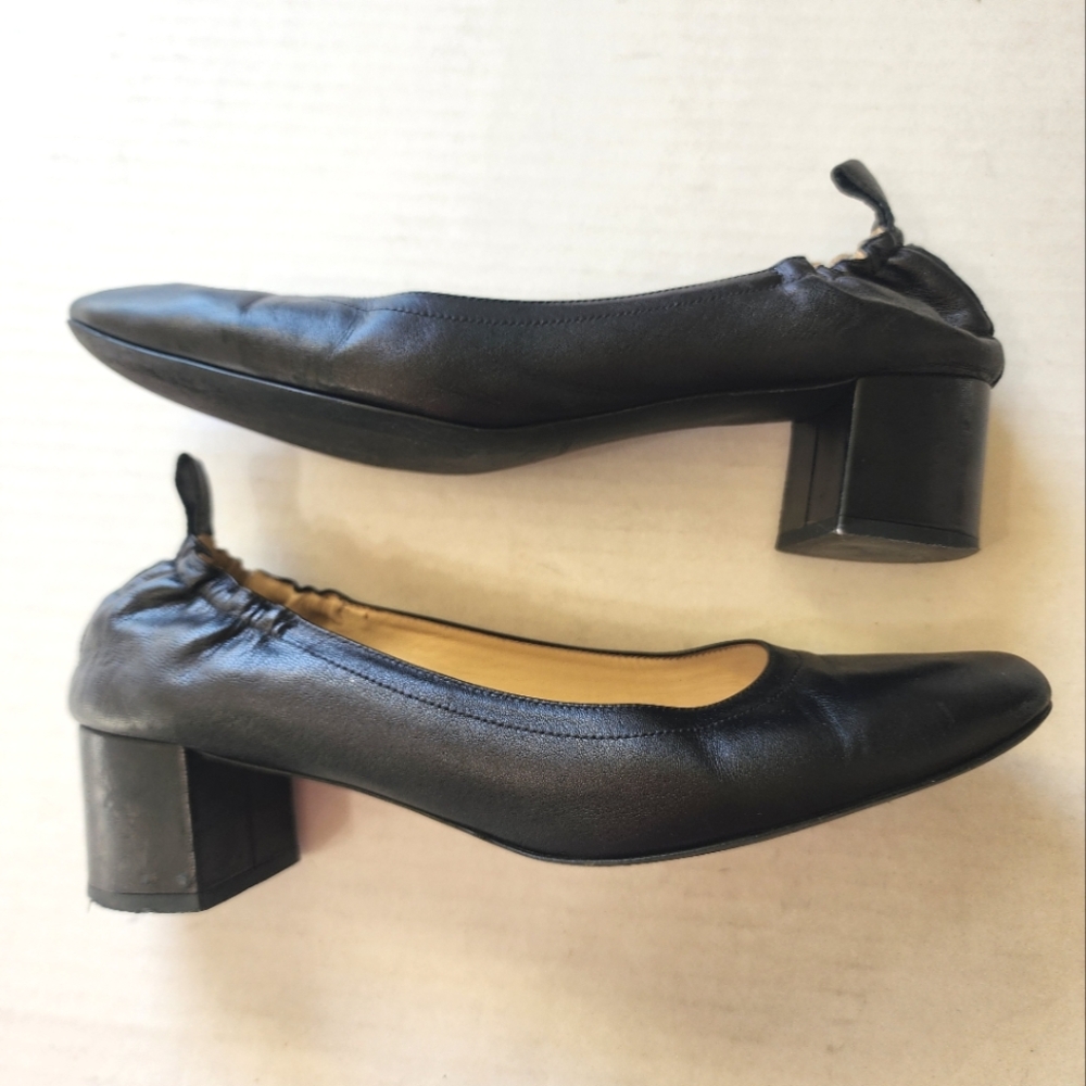 🌸Everlane Black Leather‎  Women's Block Heel Shoes 11